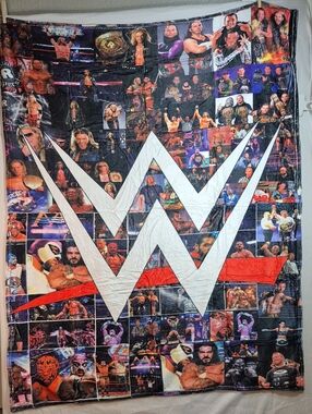 WWE White and Red Logo Collage Throw Brand New